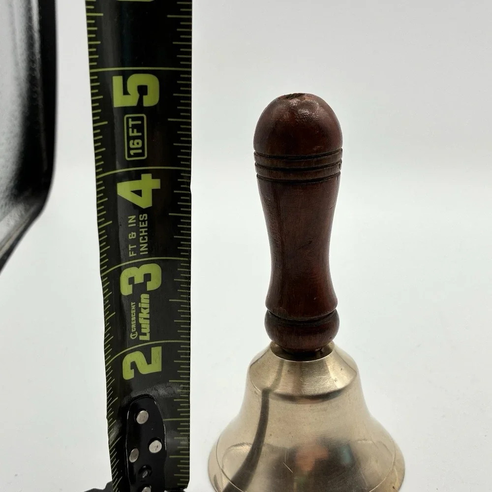 Vintage Brass Bell Wood Handle School Bell